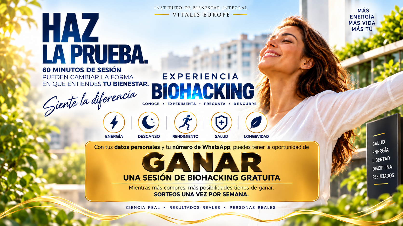 Experiencia Biohacking: participa con tus datos y gana una sesión de biohacking gratuita. Sorteos una vez por semana.